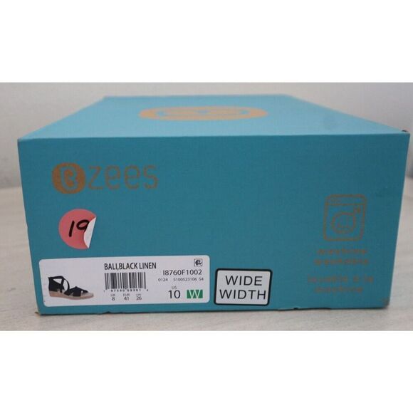 BZees I8760F1002 Women's Sz 10W Black Linen Bali Sand Wedge Strappy Sandals - Picture 11 of 11